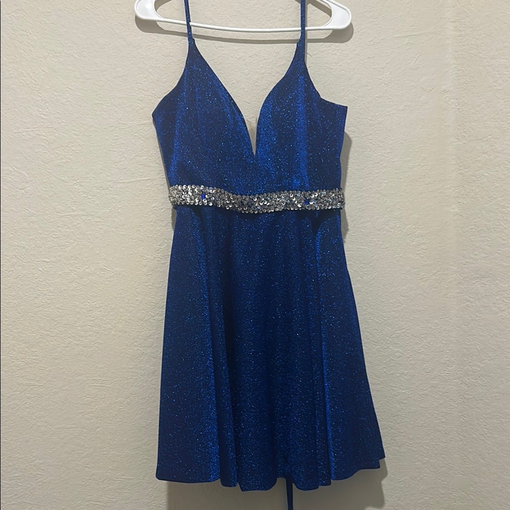 Blue Sparkle Dress with Sequin Waist